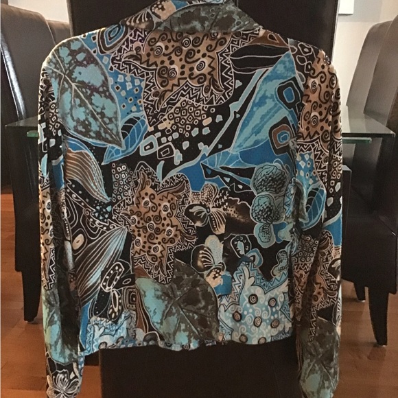 Joseph Ribkoff blouse/jacket . Blue , black and beige with shimmer. Size 6 . - Picture 2 of 2